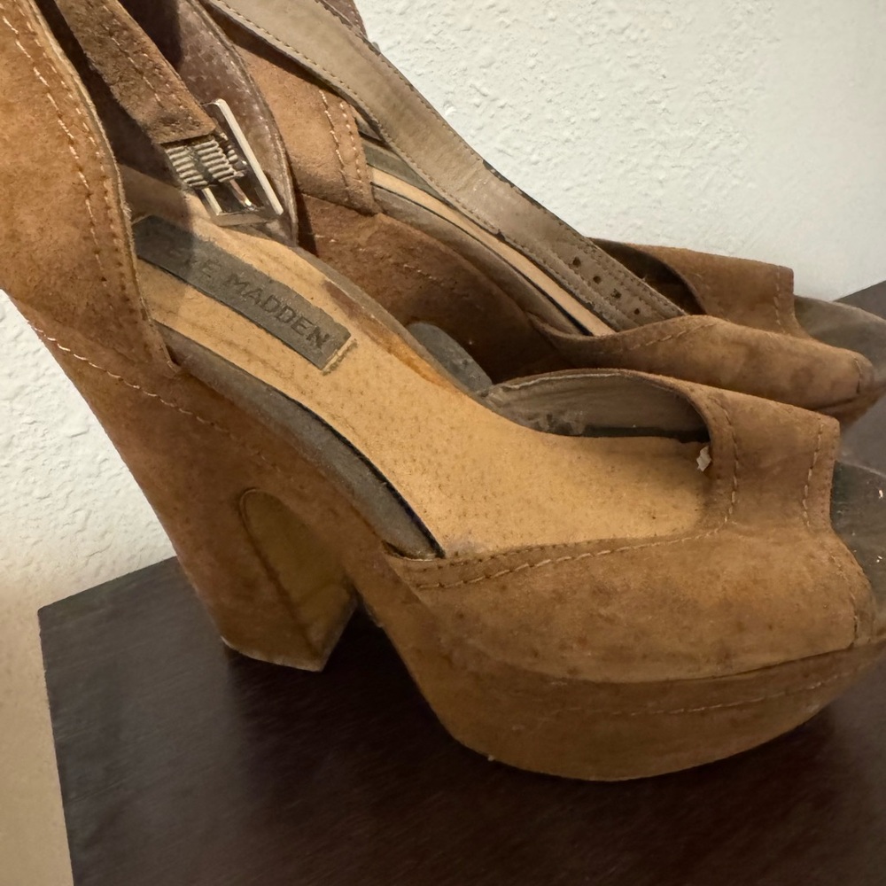 Steve Madden Brown Suede Platform Heels